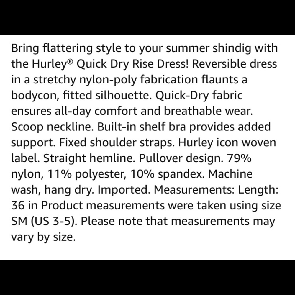 Hurley Reversible Quick Dry Dress - Picture 9 of 10